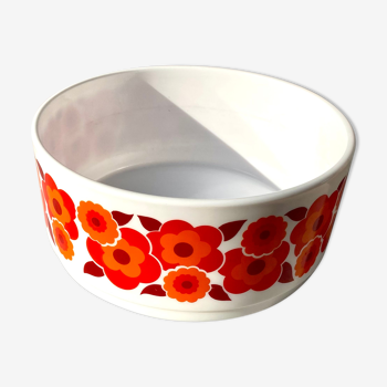 Saladier Arcopal lotus orange et rouge vintage années 70 tbe