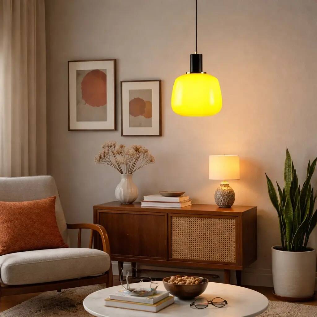 Vintage metal and glass pendant light design Italy 1960s