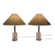 Paire de lampes de table scandinaves modernes avec verre Orrefors et laiton