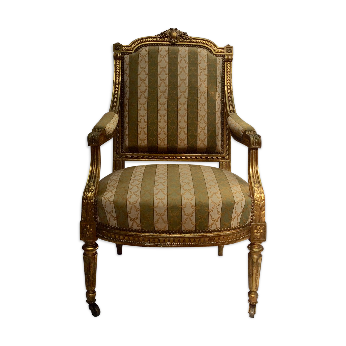 Queen's chair in gilded wood Louis XVI style