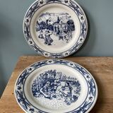 Two antique plates in Gien porcelain France