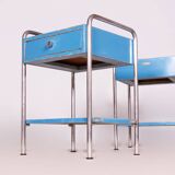 Restored Bauhaus Pair of Bedside Tables, Hynek Gottwald, Chrome, Czechia, 1930s