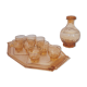 Set à liqueur en verre rose carafe, verre et plateau