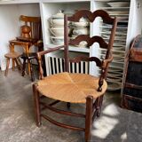 Nanny chair in dark wood and straw