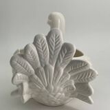 Large vintage white ceramic pot cover Pigeon