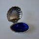 Shell pocket in silver metal and blue glass interior from the 60s and 70s