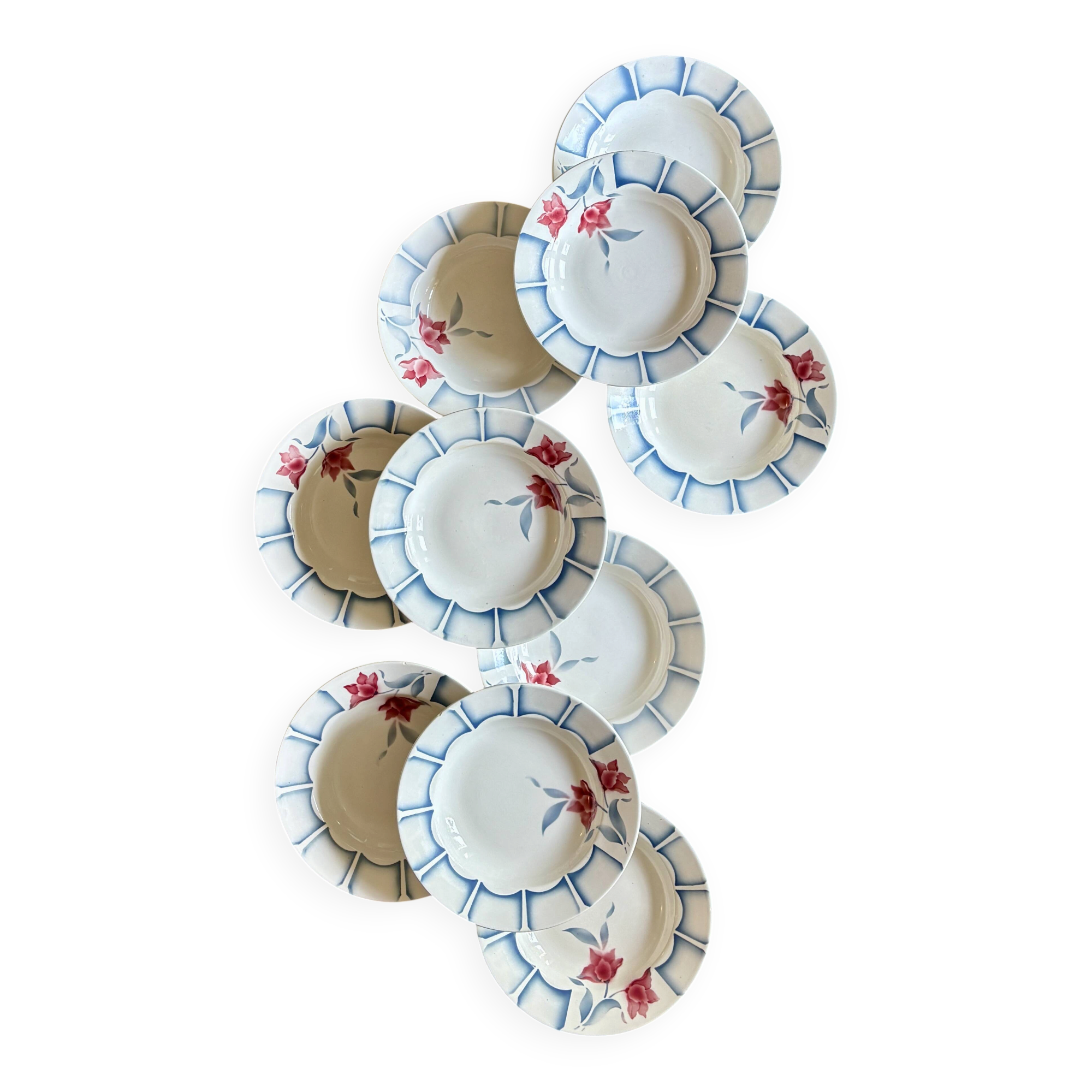Set of 10 vintage deep plates from Digoin.