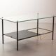 Table basse d'appoint en verre Pierre Guariche Airborne en acier noir avec verre