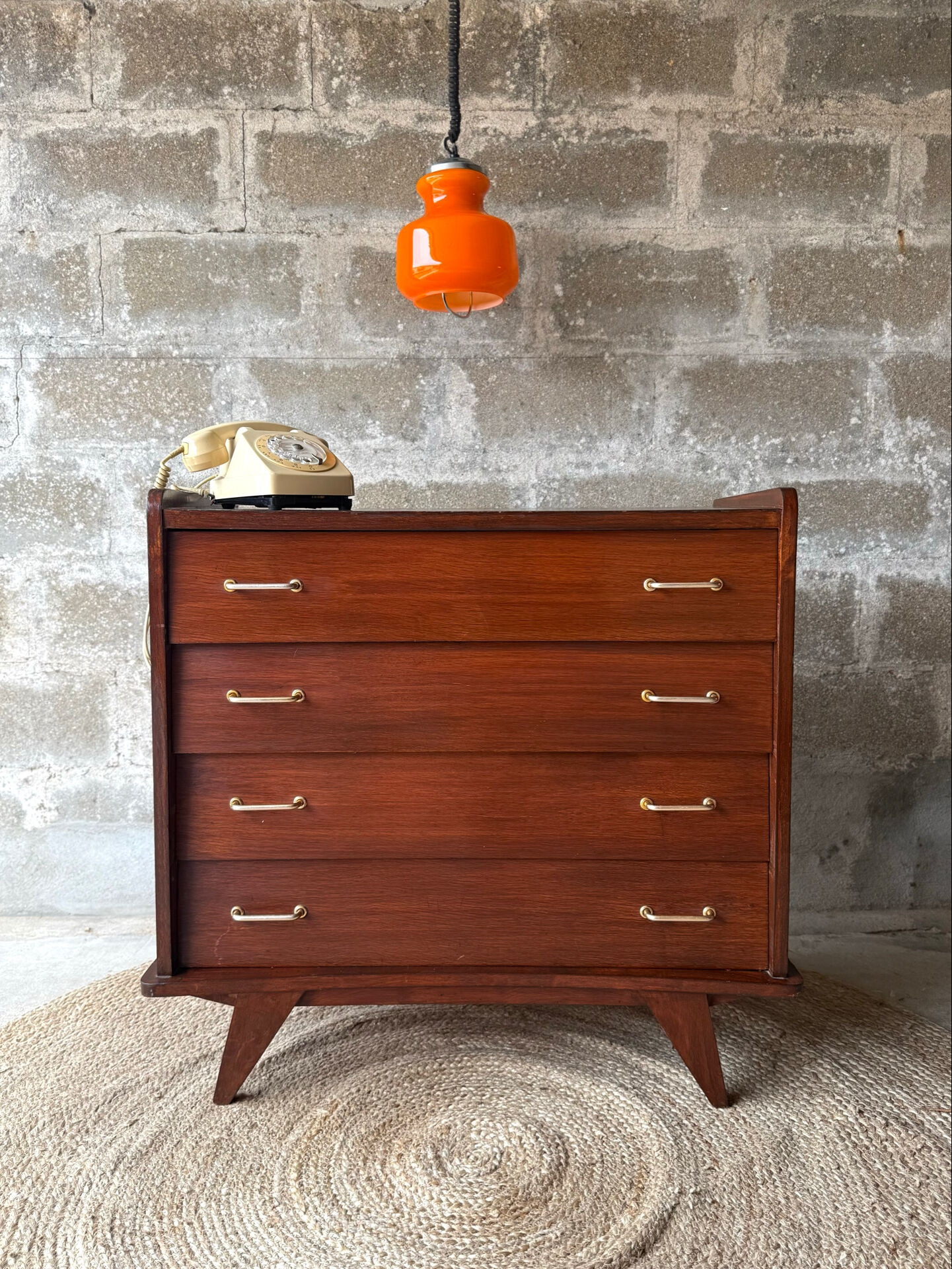 Vintage Scandinavian style mahogany chest of drawers