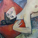 Large painting "forbidden fruits" signed