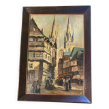 Breton painting, St. Corentin, Kéréon Street, Quimper, Brittany - regionalist