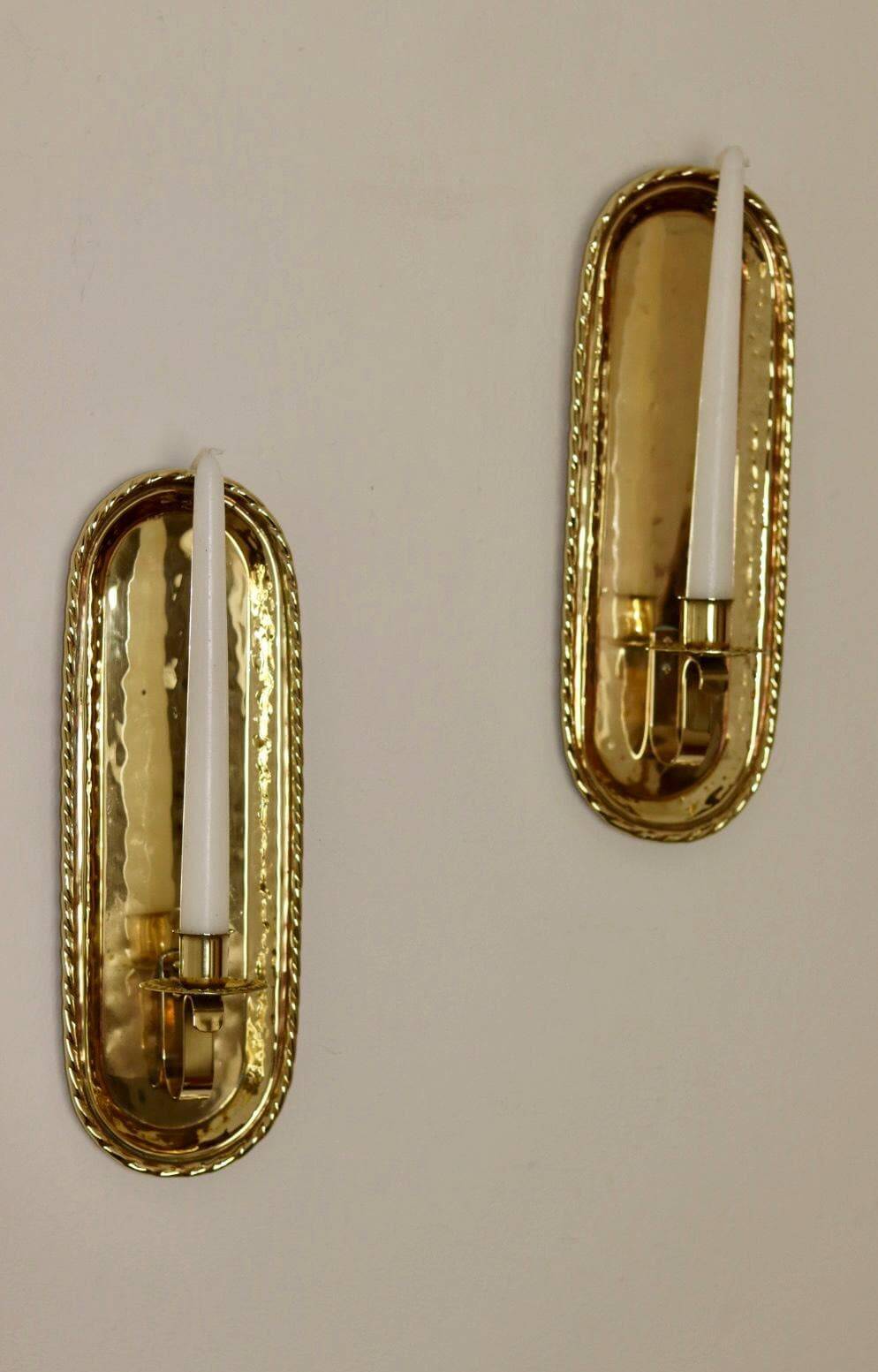 Pair of Mid-Century Swedish Brass Sconces