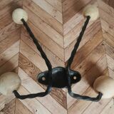 Wooden and iron wall coat holder