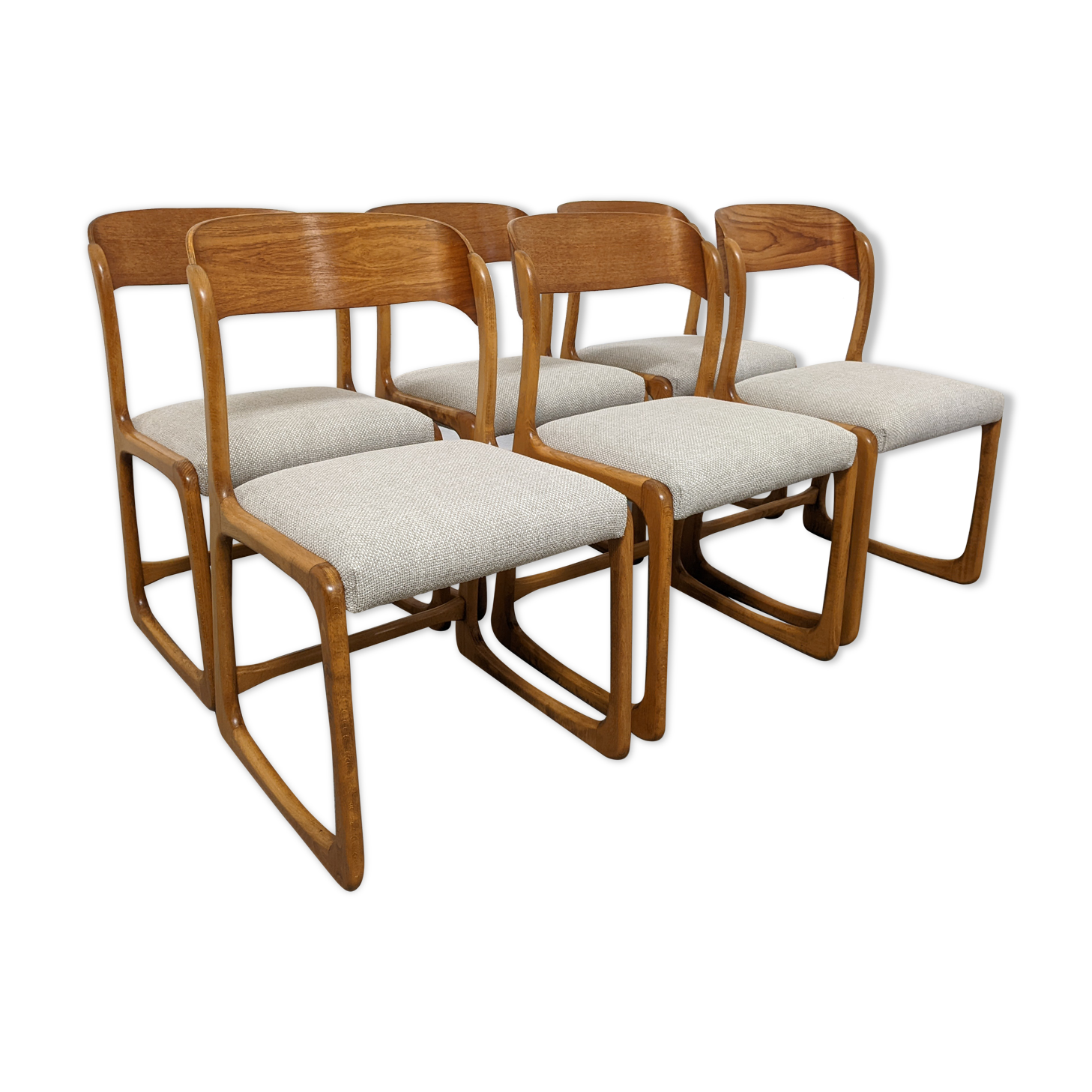 Series of 6 Baumann sleigh chairs from the 60s/70s