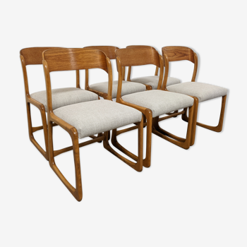Série de 6 chaises traineau Baumann des années 60/70