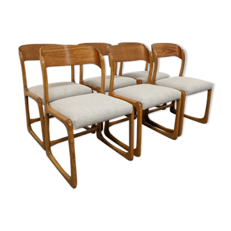 Series of 6 Baumann sleigh chairs from the 60s/70s