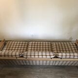 Vintage brutalist sofa in solid oak circa 1980