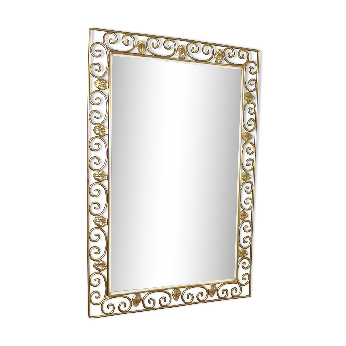Gold wrought iron art deco mirror, 1940 - 68x50cm