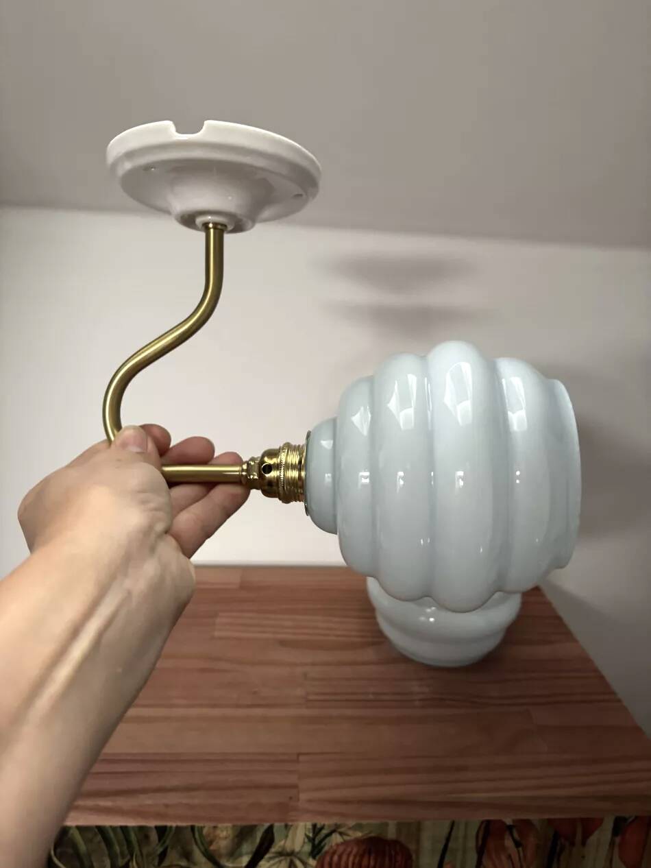 Pair of blue swan neck wall lights