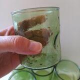 6 green bubbled glasses