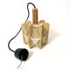 Hanging lamp in wood and threads of the 70