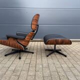 Vitra Eames Lounge Chair XL + Ottoman, Black leather & Santos Rosewood