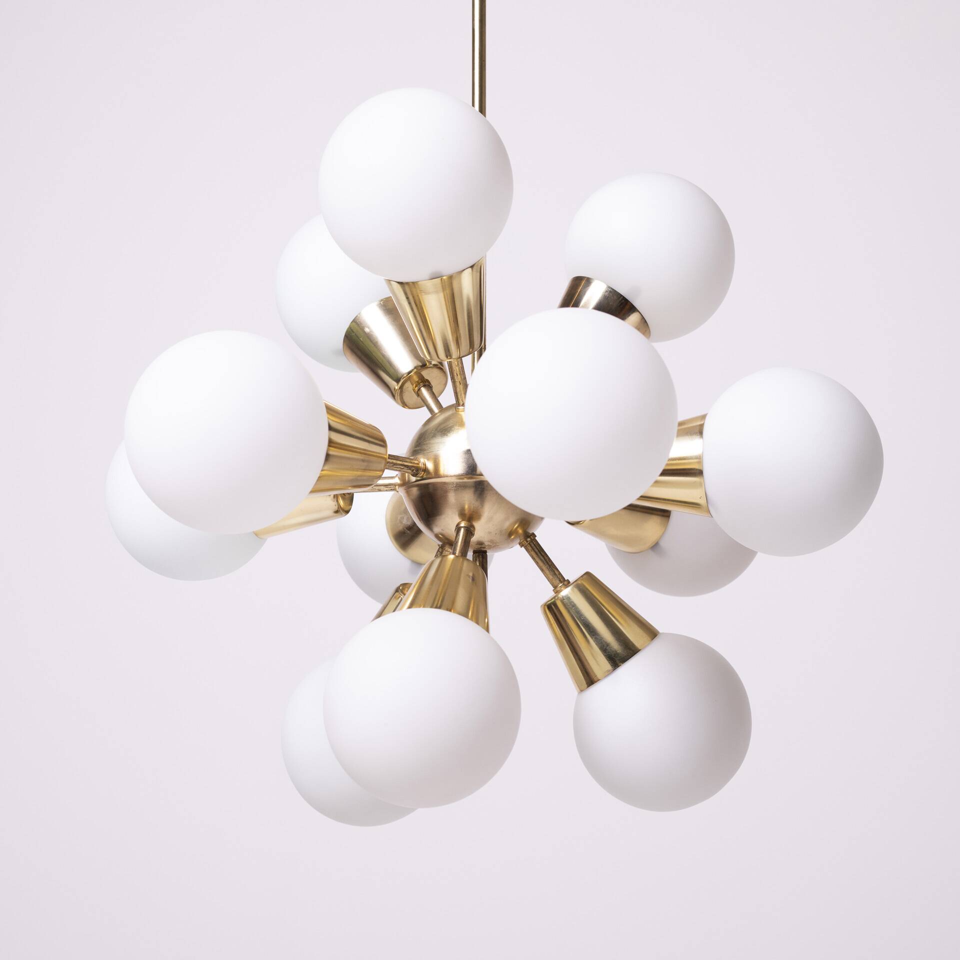 Sputnik Chandelier by Kamenicky Senov, Czechoslovakia, 1970s, Brass / glass