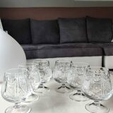 Lot 6 x verres à cognac en cristal de bohème taillé