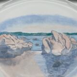 Assiette en porcelaine peint main décor paysage