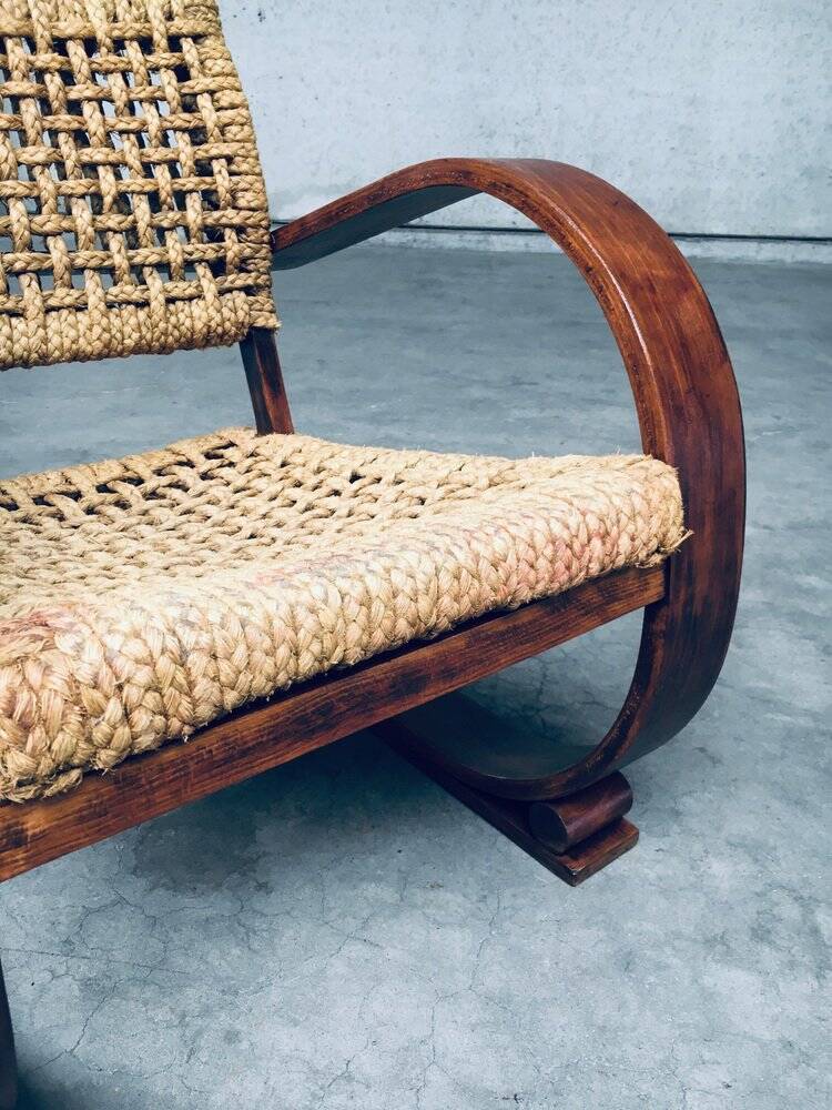 Rope Lounge Chair by Adrien Audoux & Frida Minet for Vibo Vesoul, France, 1940s