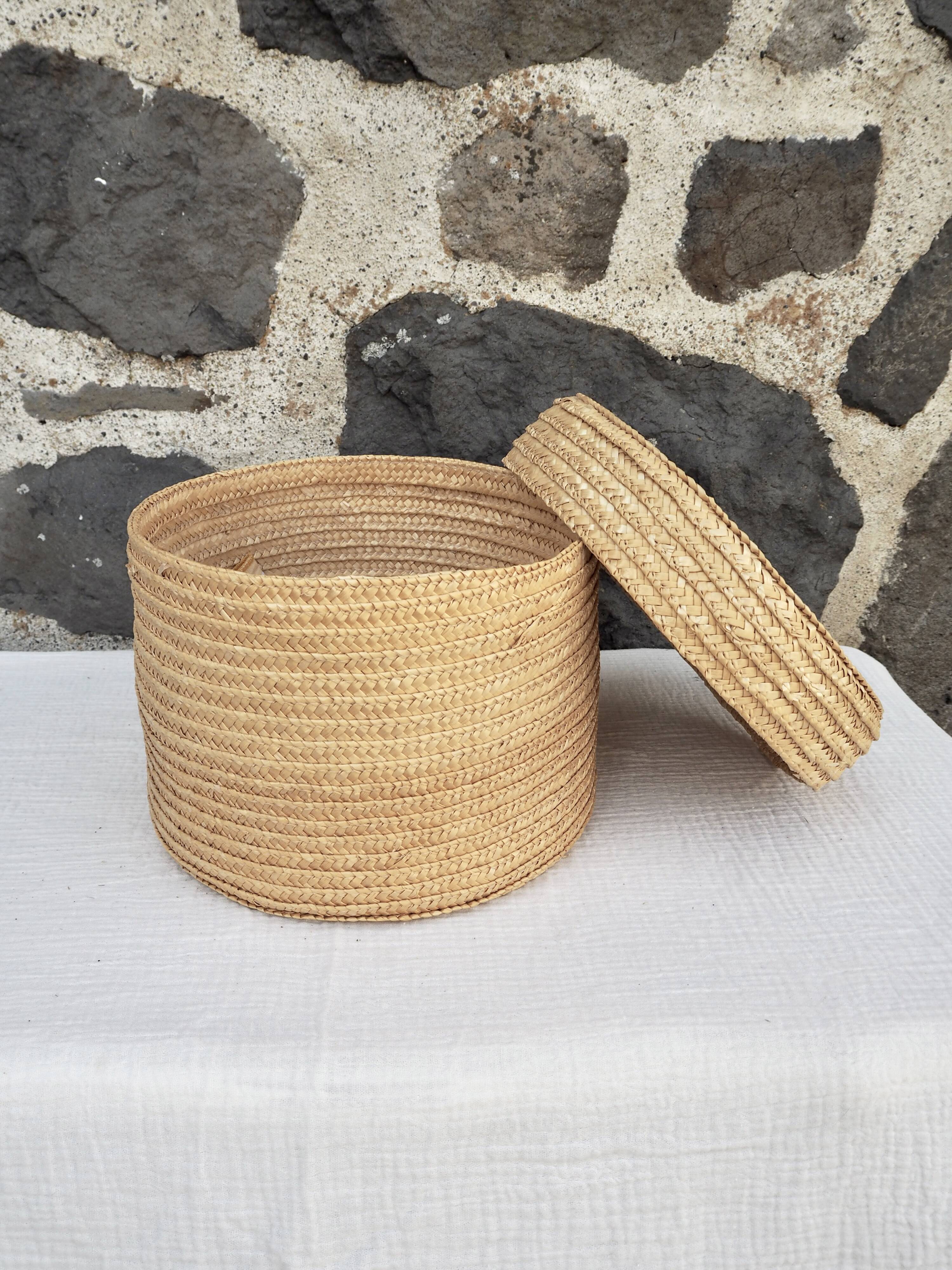 Straw covered basket