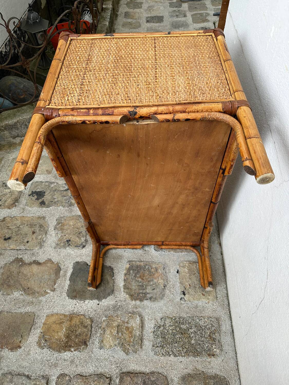 Fauteuil vintage en rotin et bambou