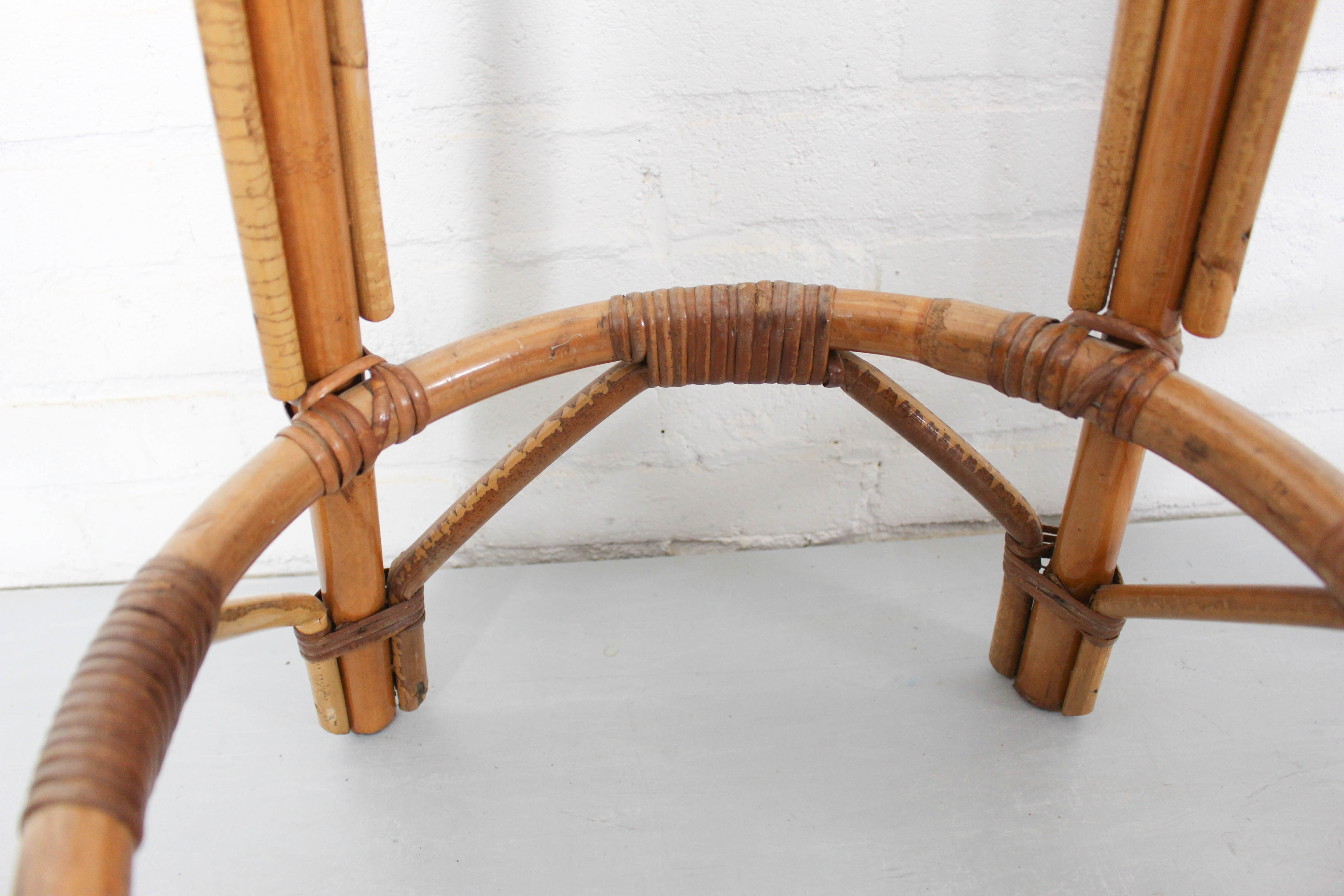 Set of 2 Vintage Bar Stool in Rattan and Bamboo, 1960s