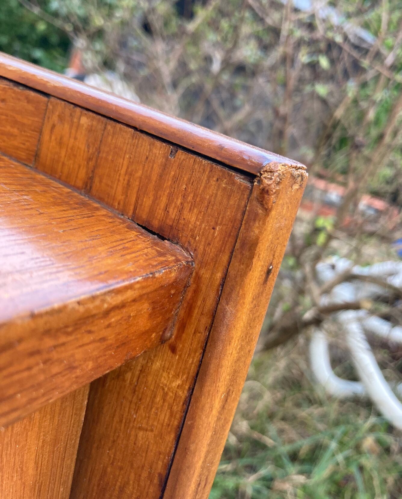 Rattan chest of drawers and vintage wood