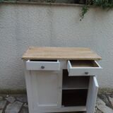 Vintage Parisian buffet re-enchanted in pearl grey, wooden top.