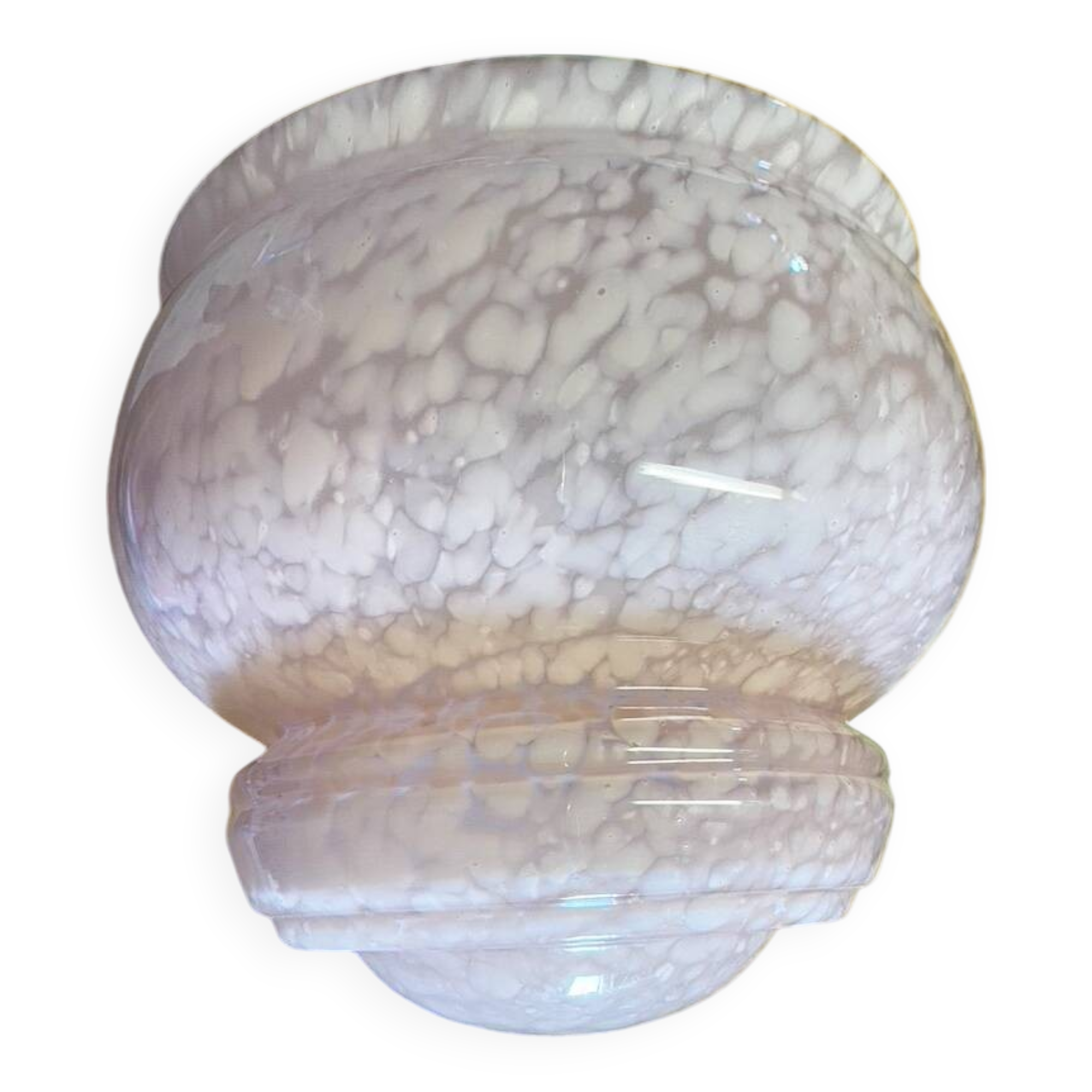 Art Deco globe pendant light, Clichy glass, pale pink, early 20th century.