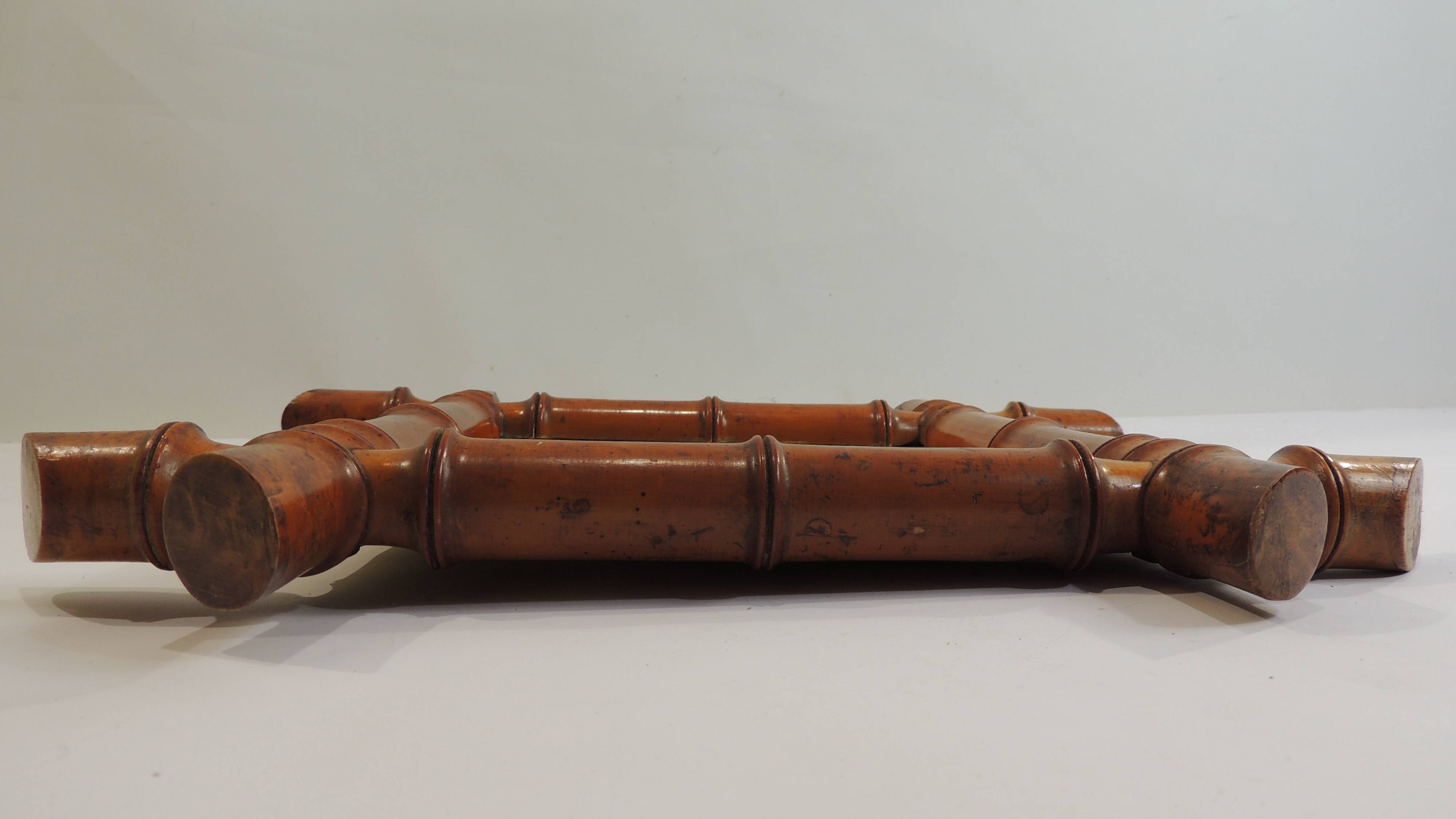 Antique mercury mirror in turned bamboo-style wood – Rare 19th century piece