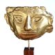 Mayan mask sculpture in gilded metal, 70 cm