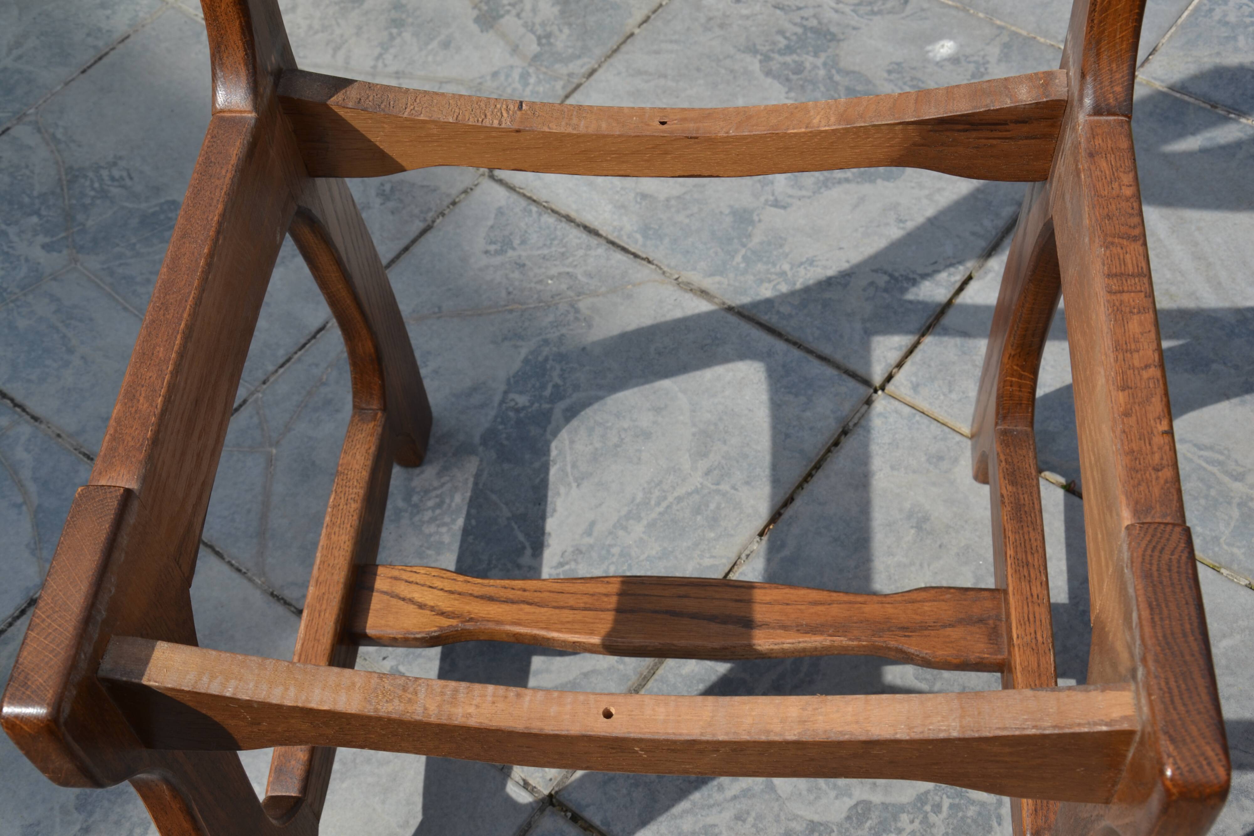 6 solid oak and straw chairs Guillerme et Chambron