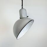 Industrial Grey Enamel Factory Pendant Lamp, 1960s