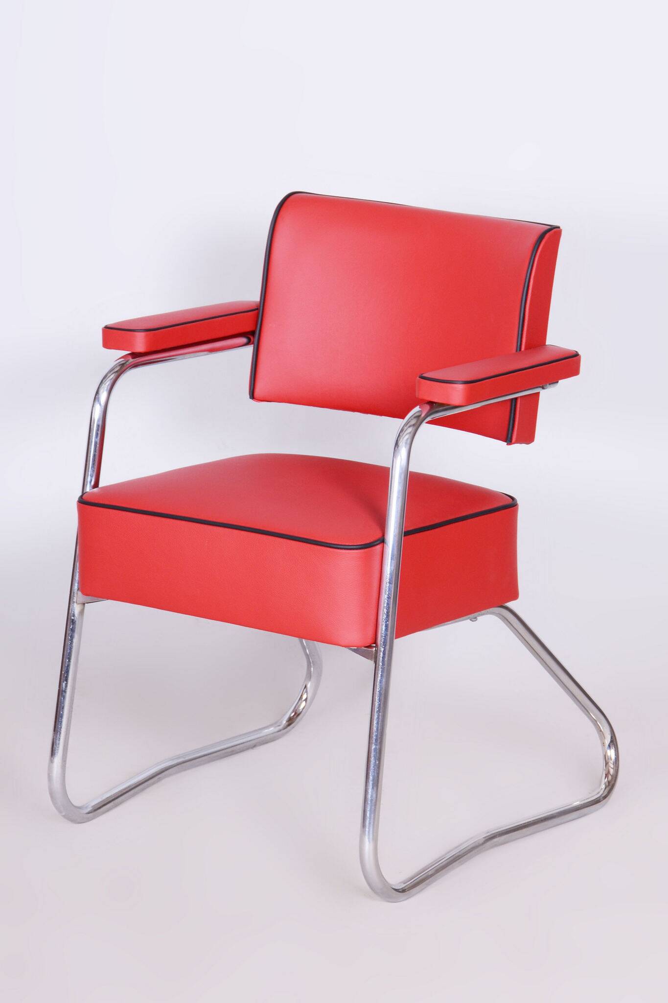 Restored Bauhaus Armchair, Mauser, G. Rohde, Chrome, Leather, Germany, 1930s
