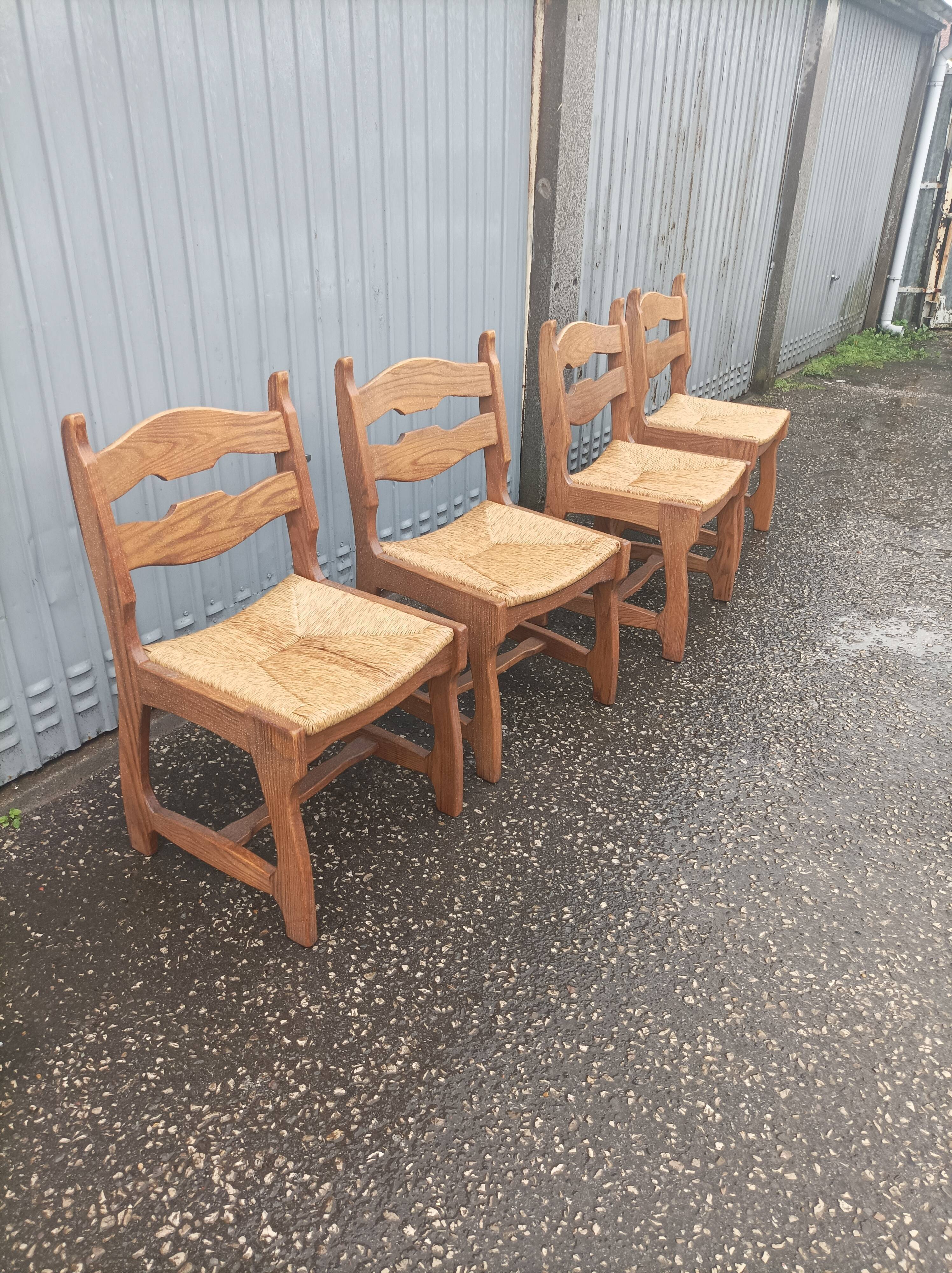 5 old mulched wooden chairs Guillerme and Chambron vintage