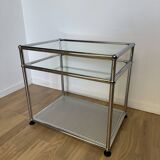 USM Haller Glass and Light Grey 1/2 Side Table