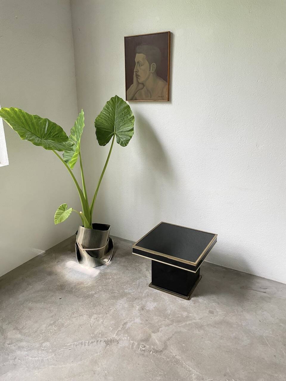 Black lacquer and brass console coffee table