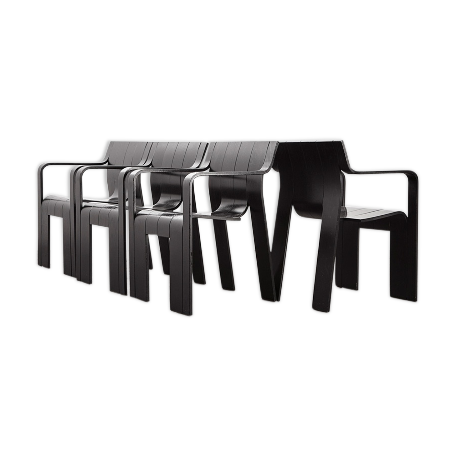 Gijs Bakker set of 4 strip armchairs for Castelijn, 1974