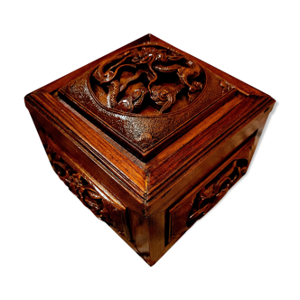 Vintage wooden box tea box 19th century Asia Indochina China