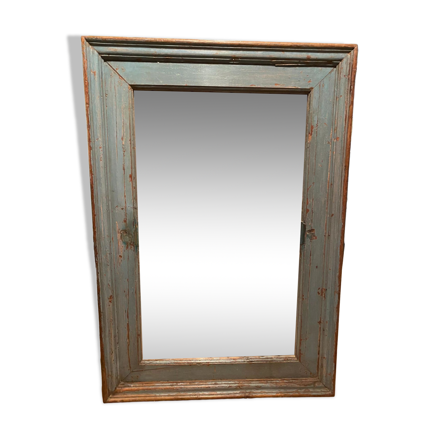 Mirror in blue lacquered wood, 148x102 cm