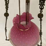 Hanging lamp Napoleon III frosted glass and enamelled glass