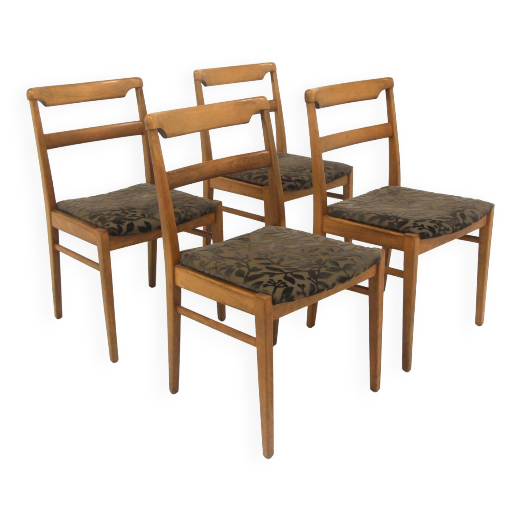 Set of 4 Scandinavian beech chairs, Sweden, 1950.