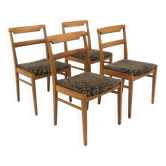 Set of 4 Scandinavian beech chairs, Sweden, 1950.